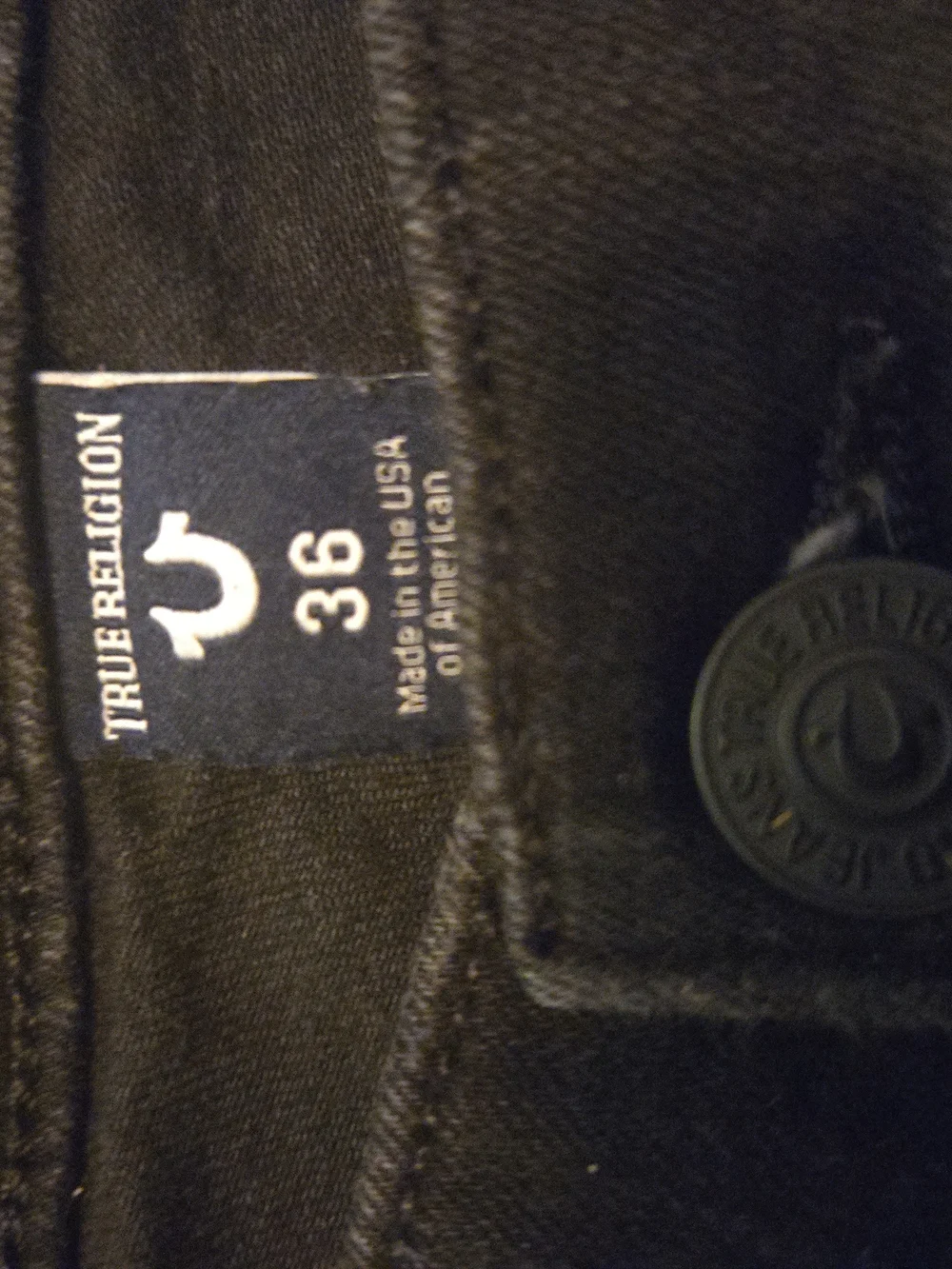 True Religion Ricky Straight Mens Size 36 Flap Pocket Black Monochromatic